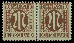 10 Pf. AM-Post 1945, gezähnt "D = L 11 1/2", Papier "z", ...